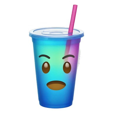 Clear cup with colorful drink with lid and straw sticker