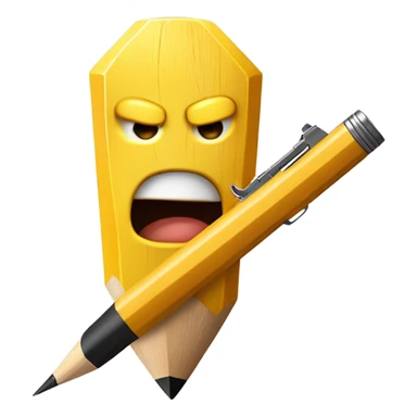 Angry pencil with a gun sticker