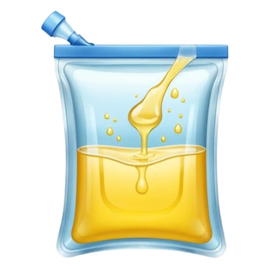 drainage bag with very light yellow luquid sticker