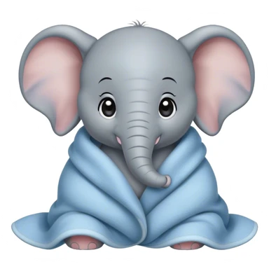 Cute, Disney-style baby elephant cozy in blanket sticker