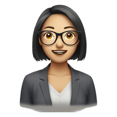 asian woman with glasses blush tongue out sticker