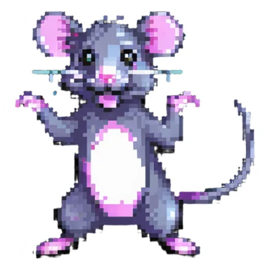 Pixel art rat doing a disco dance move sticker
