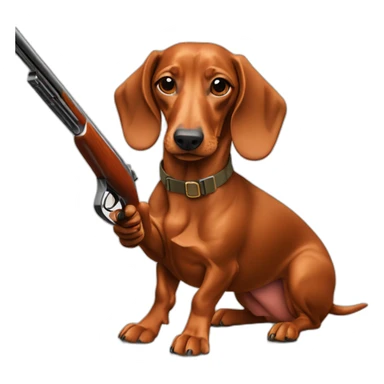 A dachshund shooting Clay pigeons  sticker