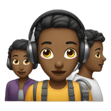 3 people listening to music sticker