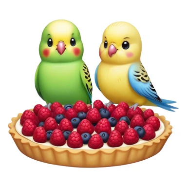 cute budgie and a cute berry tart  sticker