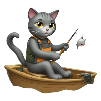 Cat fishing sticker