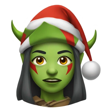 orc female warrior with santa hat sticker