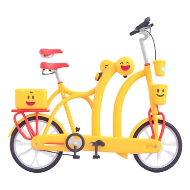 Remove the basket from the tandem citybike, keep 3d emoji style with transparent background. sticker
