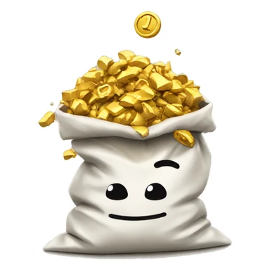 gold spilling out of bag of sack sticker