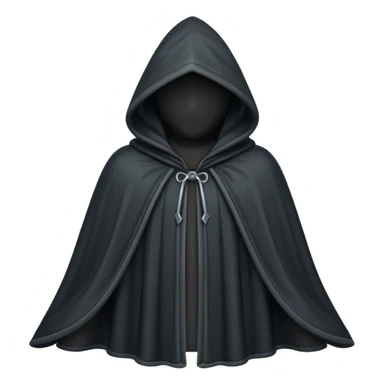 hooded cloak object icon, dark fabric cloak with deep hood, fantasy style, soft folds, 3D cartoon, mobile game icon style, centered, clean background, soft shadow, no text, no watermark
 
 sticker