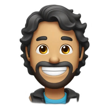 hombre sonriendo con cabello y barbilla negra sticker