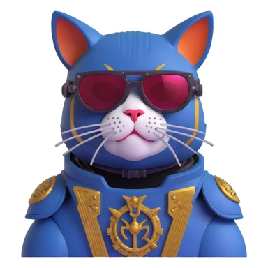 cat with sunglasses, Warhammer 40,000 style power armor sticker