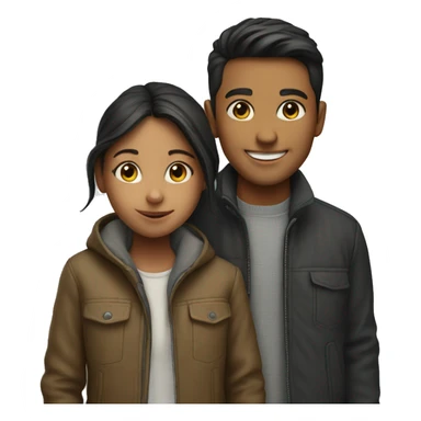 smiling girl with boy in jacket sticker