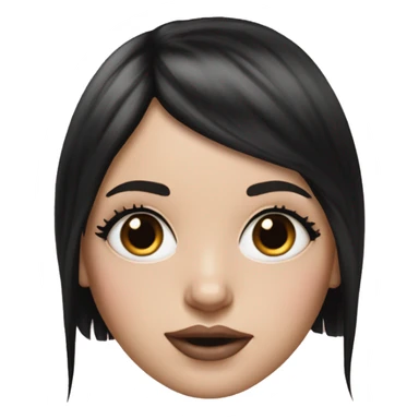 Hyperrealistic white girl with long black hair with a pink fringe and has eye makeup on, she is wearing a black and leopard print hoodie  sticker