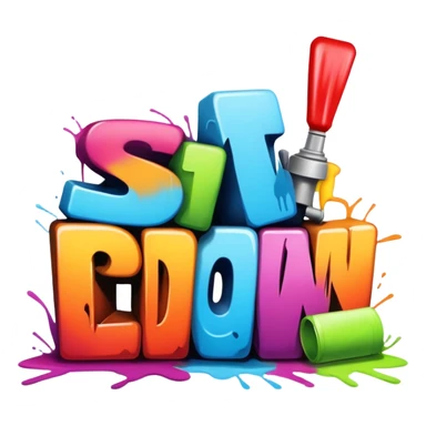 graffiti of the words sit down  sticker