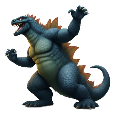 Godzilla with big tattoos on his skin sticker