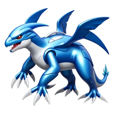 Shiny futuristic Cyber-Kyurem-Kyogre-Latios-Lugia-Fakémon-hybrid-creature (full body)  sticker