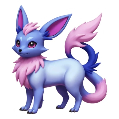 Shiny Frosty Albino White with Violet and Indigo and pink markings Eevee-Liepard-Salandit-Zorua-Pokémon-Digimon-Fakémon-fusion-hybrid-creature sticker