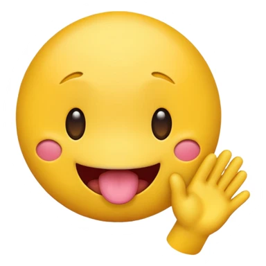 make a yellow typical emoji with tongue sticking out shaking head and two hands doing a diving motion sticker