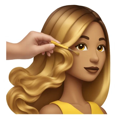 yellow skin stylist doing a balayage to a yellow skin person a caramel balayage sticker