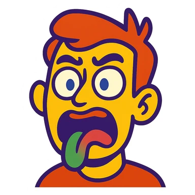 surprised and disgusted face in vibrant toon style sticker