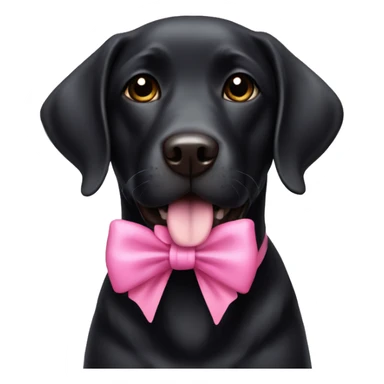 Smiling Dog black Labrador with a pink bow sticker