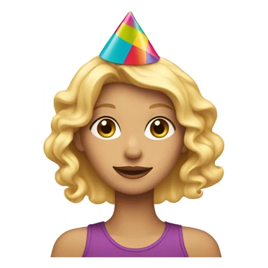 Blonde girl wearing birthday hat  sticker