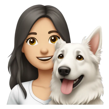 Happy white Swiss Shepherd  with brunette girl sticker