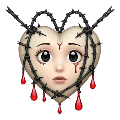 heart with black barbed wire and dark tears sticker