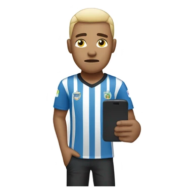 light skin sad soccer fan looking at his phone sticker