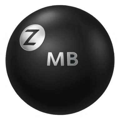 Black Ball with MB written on in the middle of it. Nothing else no holes or anything. sticker