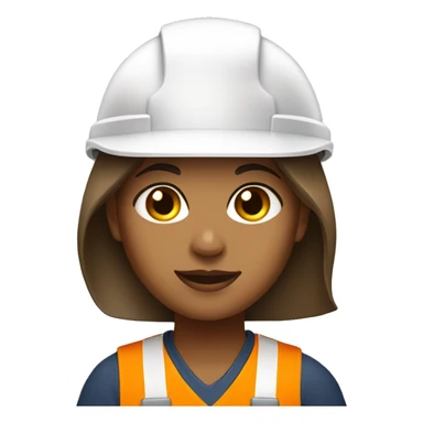 Light Brown girl with white construction hat wearing construction uniform headshot sticker