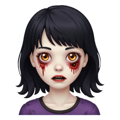 Zombie girl with medium wavy hair and bangs. sticker