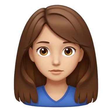 Fille brune raison au milieu cheveux un peu long et yeux marron et peau beige  sticker