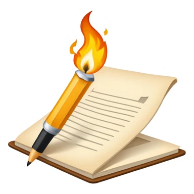 Mit einem Stift auf ein Blatt schreiben und bei der Miene wo es mit dem Blatt trifft leuchten leichte Flammen auf  sticker