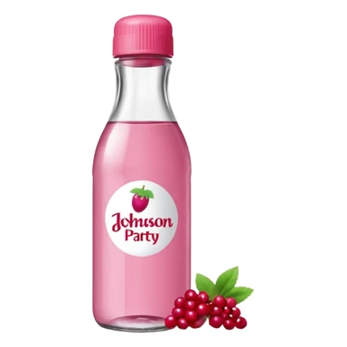 realistic Johnson and Johnson style bottle pink cap pink logo clear bottle with berry logo with diddy party written and a berry on top bottle sticker