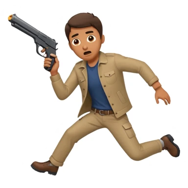 A emoji of a mqn who is fall like anyone shoot him with gun front sticker