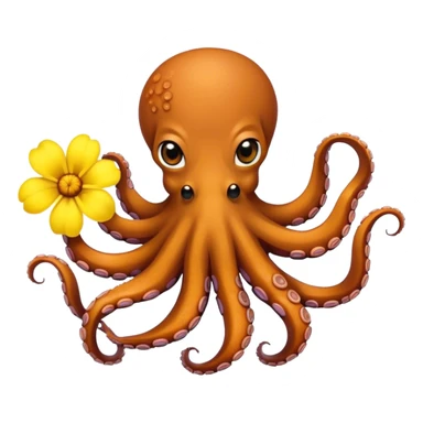 Cute octopus holding flower sticker