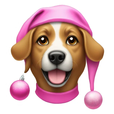 dog with pink christmas hat sticker