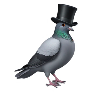 Pigeon with a top hat sticker