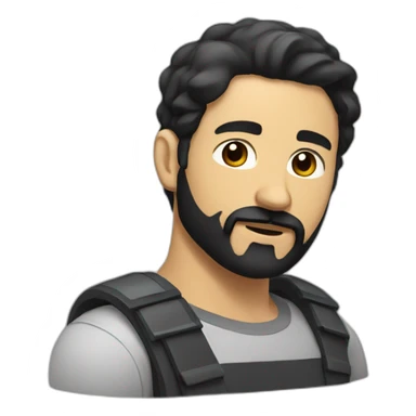 man with a black beard and mustache and short hair sticker