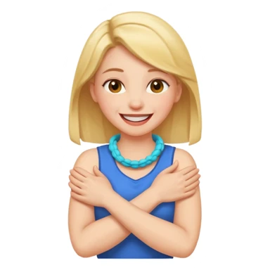arms crossed holding neck laughing girl sticker