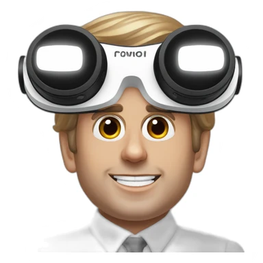 President Macron with oculus quest white sticker