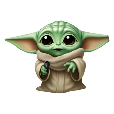 Baby Yoda looks through a magnifying glass sticker