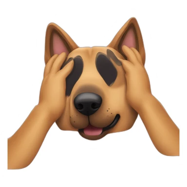 German shepherd covering eyes with paws sticker