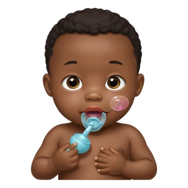 Black baby using pacifier blushing binky sticker
