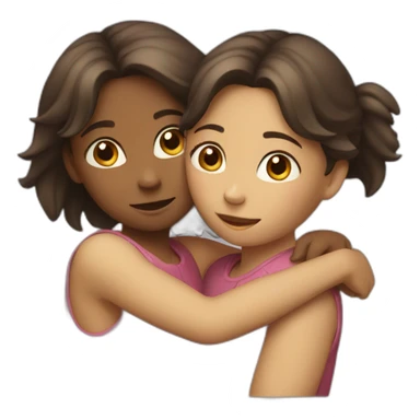 two girls hugging each other sticker