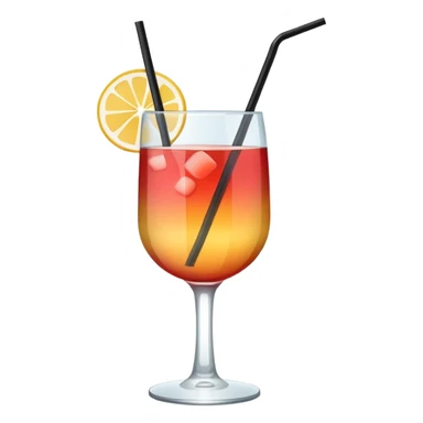 Minimalistic flat vector icon, iOS style, thin black contour on white background. Cocktail glass with a straw. Clean, no text, no shadows. sticker
