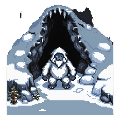 yeti in snow cave sticker