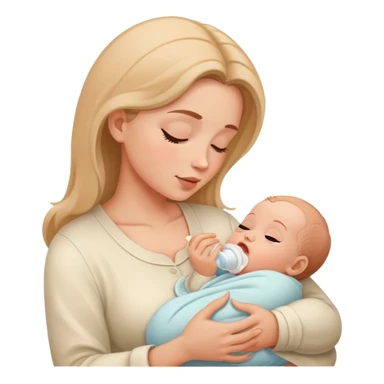 Mother feeding newborn baby, nurturing moment sticker
